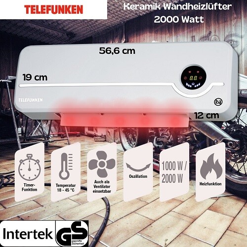Telefunken Keramik Wandheizlüfter TKWH 2000 - Bild 1 von 6