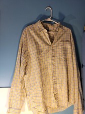 Gap Classic Fit Mens Yellow/Blue Button Up Dress Shirt Size XL