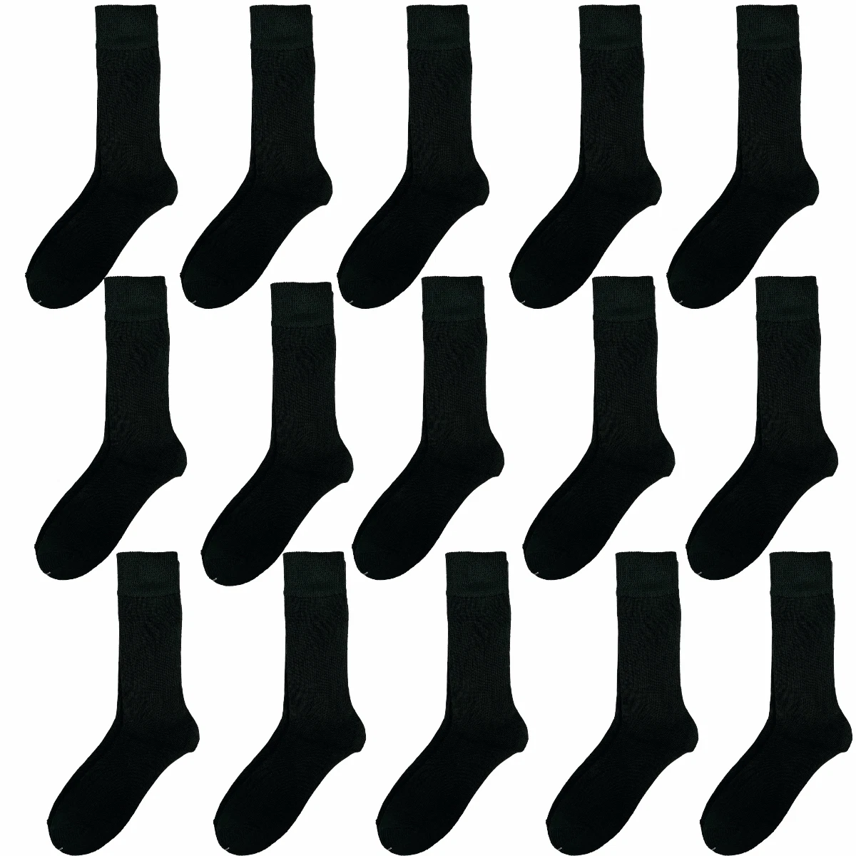 15 Pack Loose Top Wool Socks Bundle - Black Size 11-14