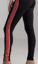Adidas Three Stripe Black Leggings Pants XS Pink Orange Special Edition Rare