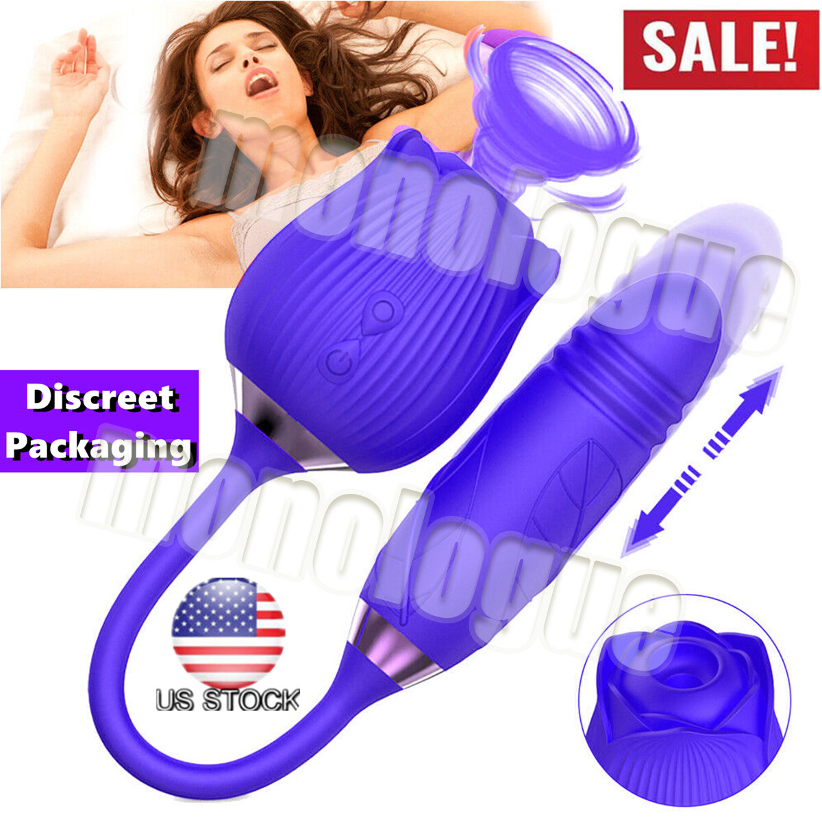 Rose Clit Sucking Lick Vibrator G-spot Thrusting Dildo Bullet Sex Toys for  Women | eBay