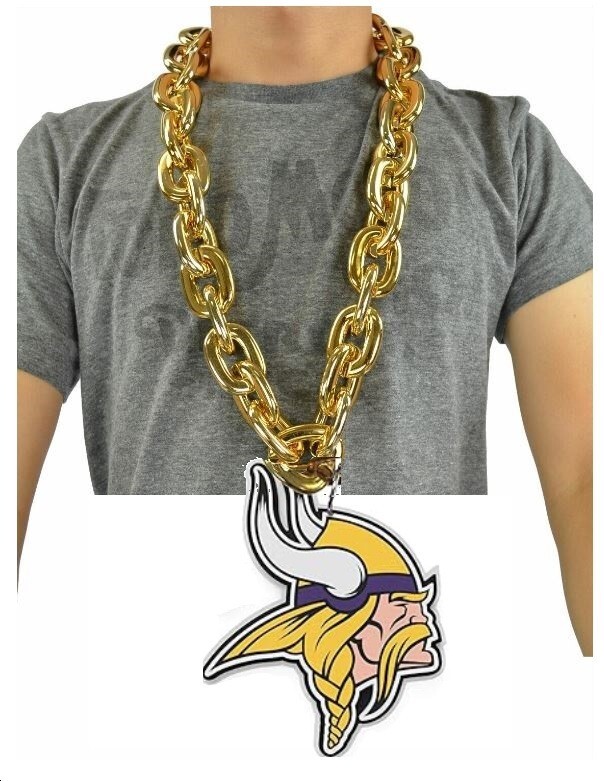 New NFL MINNESOTA VIKINGS HEAD FOAM LOGO BIG FAN CHAIN GOLD