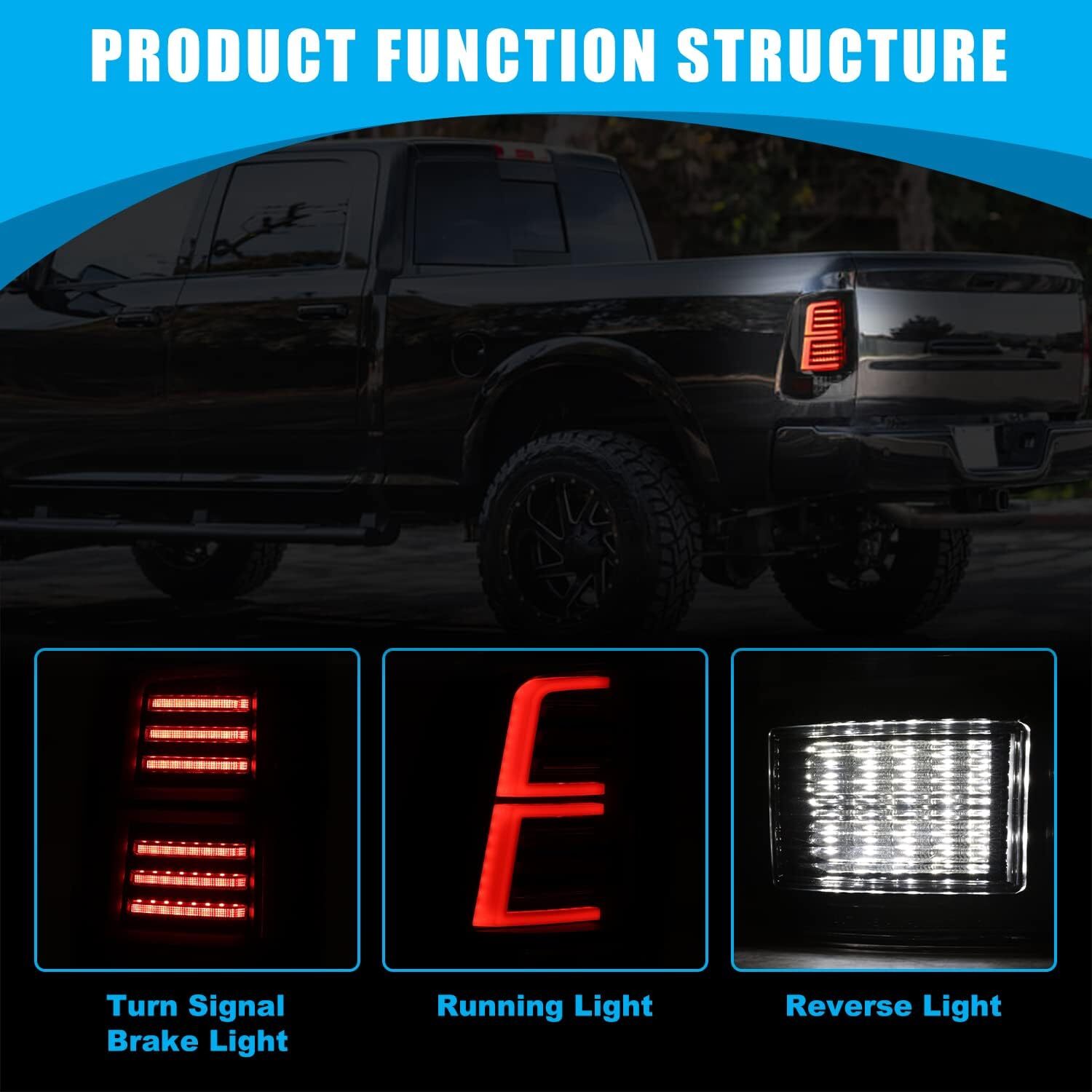 Smoke Tail Lights for 0918 Dodge Ram 1500/2500/3500 LED Sequential Signal Lamps eBay