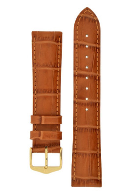 14MM Hirsch DUKE Alligator Embossed Leather Watch Strap Honey 110/70mm (Med)