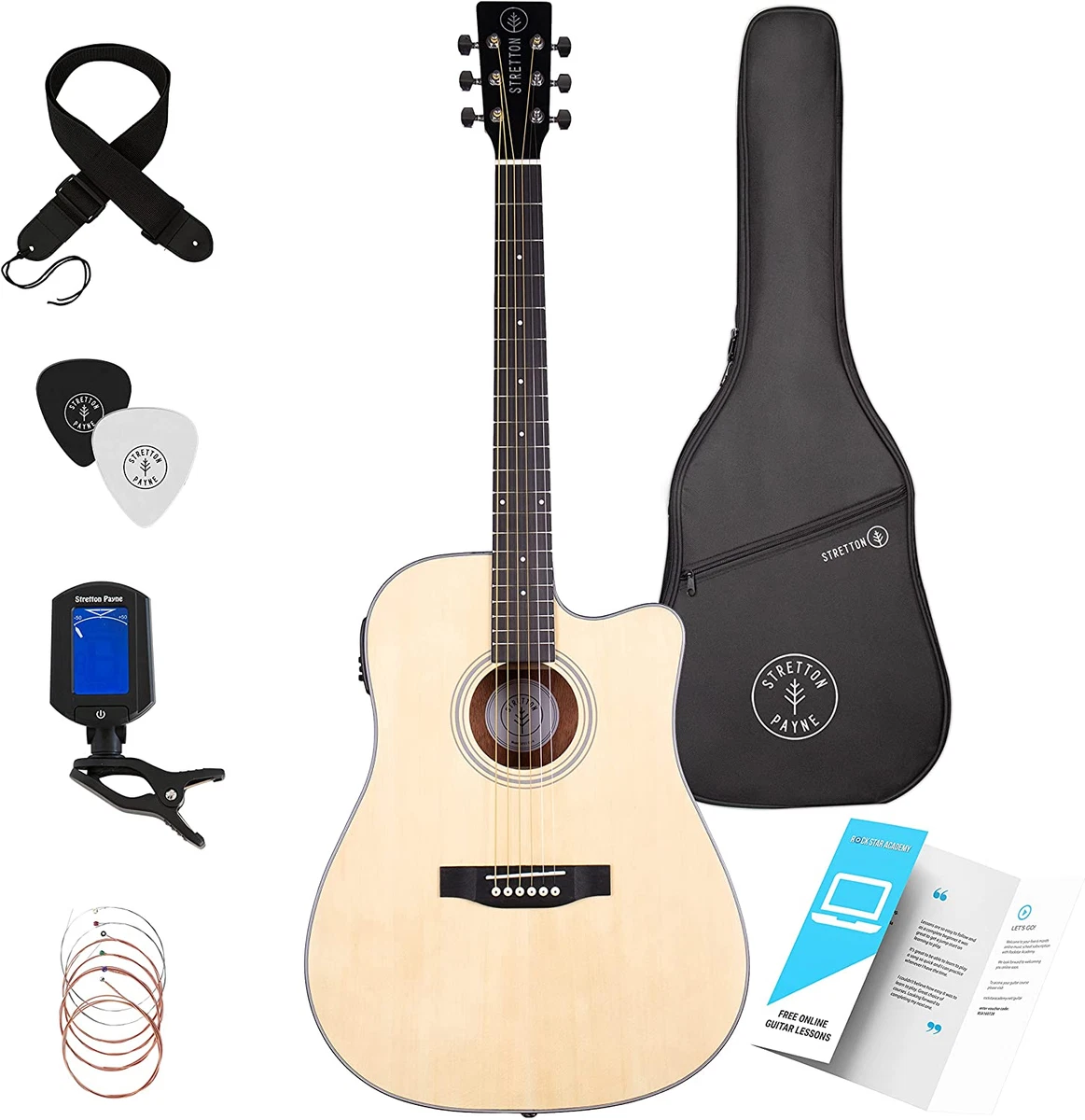Stretton Electro Acoustic Dreadnought Cutaway Acoustic Guitar with