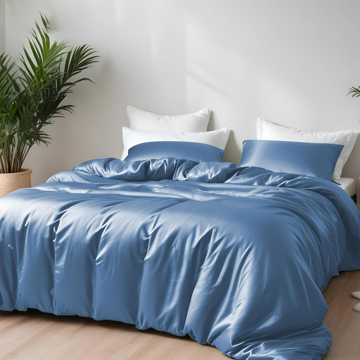Duvet Cover Set Queen Size - Viscose Derived from Bamboo Soft, Breathable, Light-image