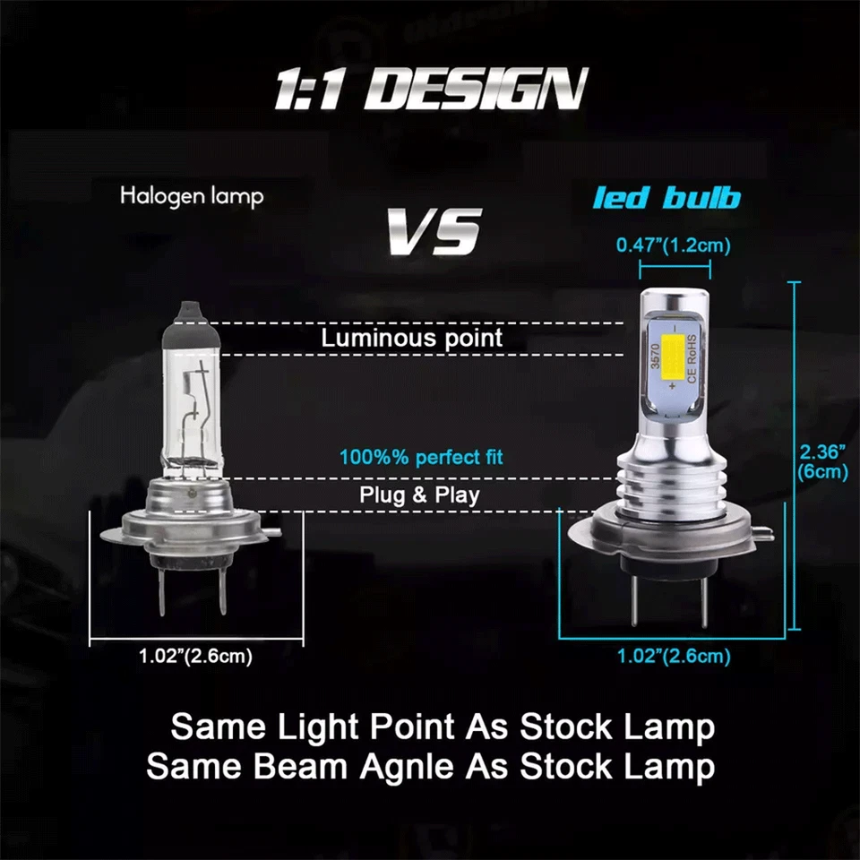 For Mercedes-Benz ML350 2006-2011 Combo LED Headlight Fog Light Bulbs Kit 6000K - Image 2 of 4