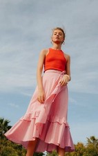 NWT Anthropologie Maeve Penny Ruffled Midi Skirt Size XL