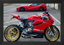 Ducati panigale vs ferrari Framed Wall Art Poster Canvas Print Picture