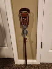 Vtg Golf/ Fishing/ Shooting Stick Leather Seat Adjustable Made In Eng.