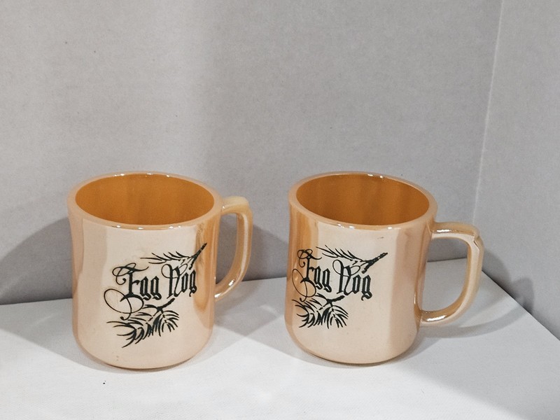 Vintage ~ Oven Ware~ Fire King~ Set of 2~ Peach Luster Ware~ Egg Nog Mugs ~ USA