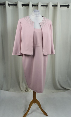 V By Very Pink Embellished Jacket And Shift Dress Size 18 Uk CR150 DD 06