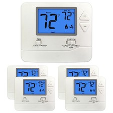 ELECTECK 5 Pack Non-Programmable Digital Thermostat for Home, up to 1 White