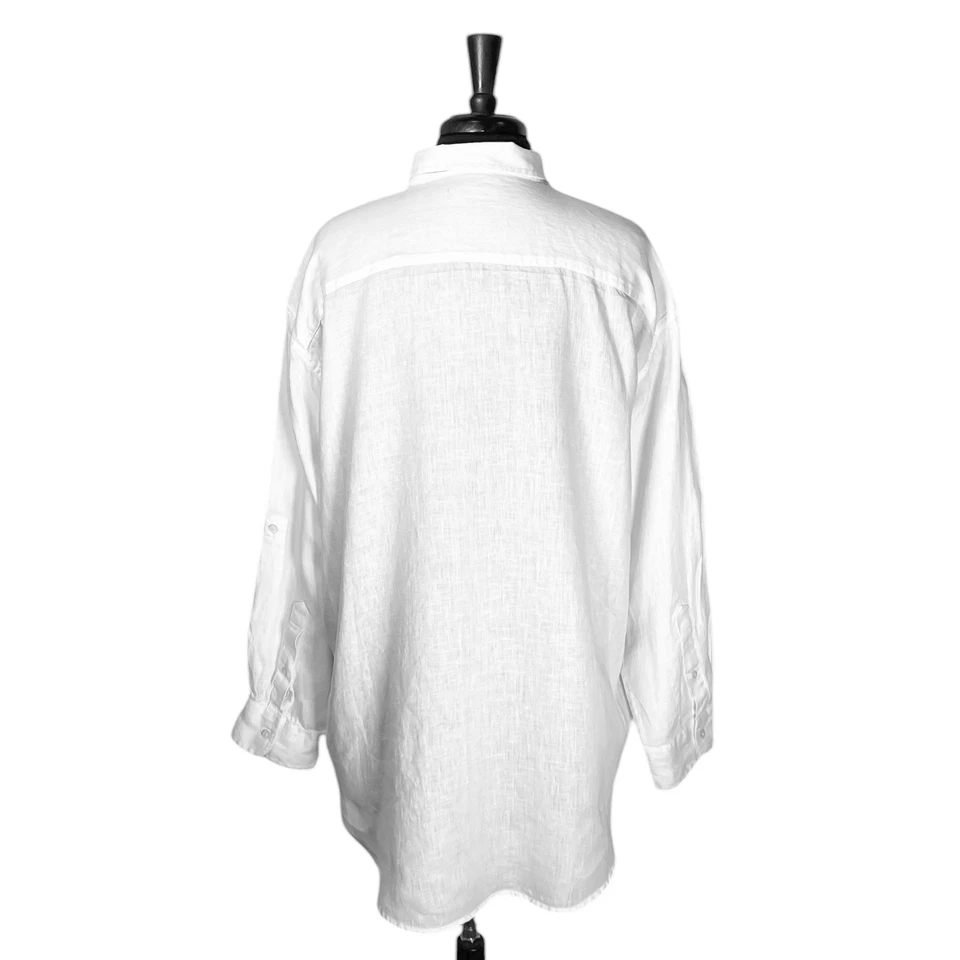 Camisa Ralph Lauren para mujer con botones XL blanca con cuello de lino manga larga Foto 2 de 4