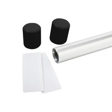 Silver Aluminum Color Guard Flag Pole 6 Ft Set with Plastic Black End Cap Tip...