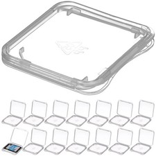 100 Pack Transparent Card Case Clear Plastic Memory Card Storage Box Compact ...