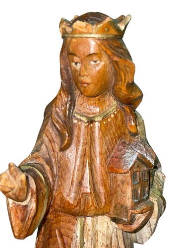 Antique Handmade Carved Wood Virgin Mary Religious Figure Sculpture 6” H Signed - Picture 2 of 10