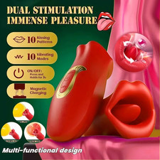 Rose Vibrator Tongue Licking Clit G-Spot Nipple Stimulator Sex Toy for Women