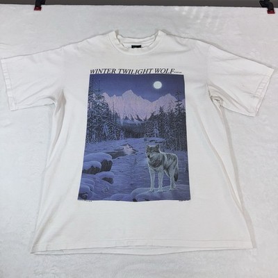 VTG Jeff Tift Winter Twilight Wolf T Shirt XL 1992 90s USA Single Stitch Read *