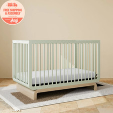 Art of Nursery by Santorini 5-In-1 Convertible Baby Crib, Sage with Driftwood