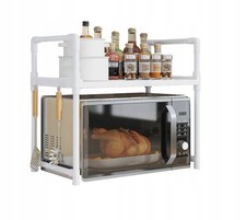 Küchenregal für Mikrowelle Organizer Schrank weiß 2 Ebenen 48cm Regal