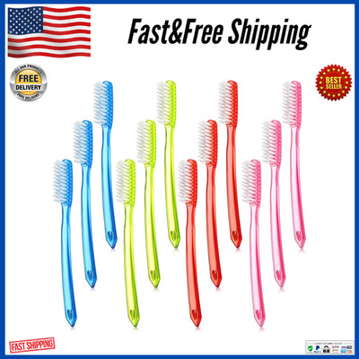 Extra Hard & Firm Toothbrush BPA Free Large Long Head Whitening Teeth, 12 Pieces