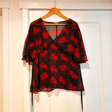 Whimsigoth Y2K Indie Fairy Grunge Babydoll Sheer Witchy Top Women's XL Ethereal
