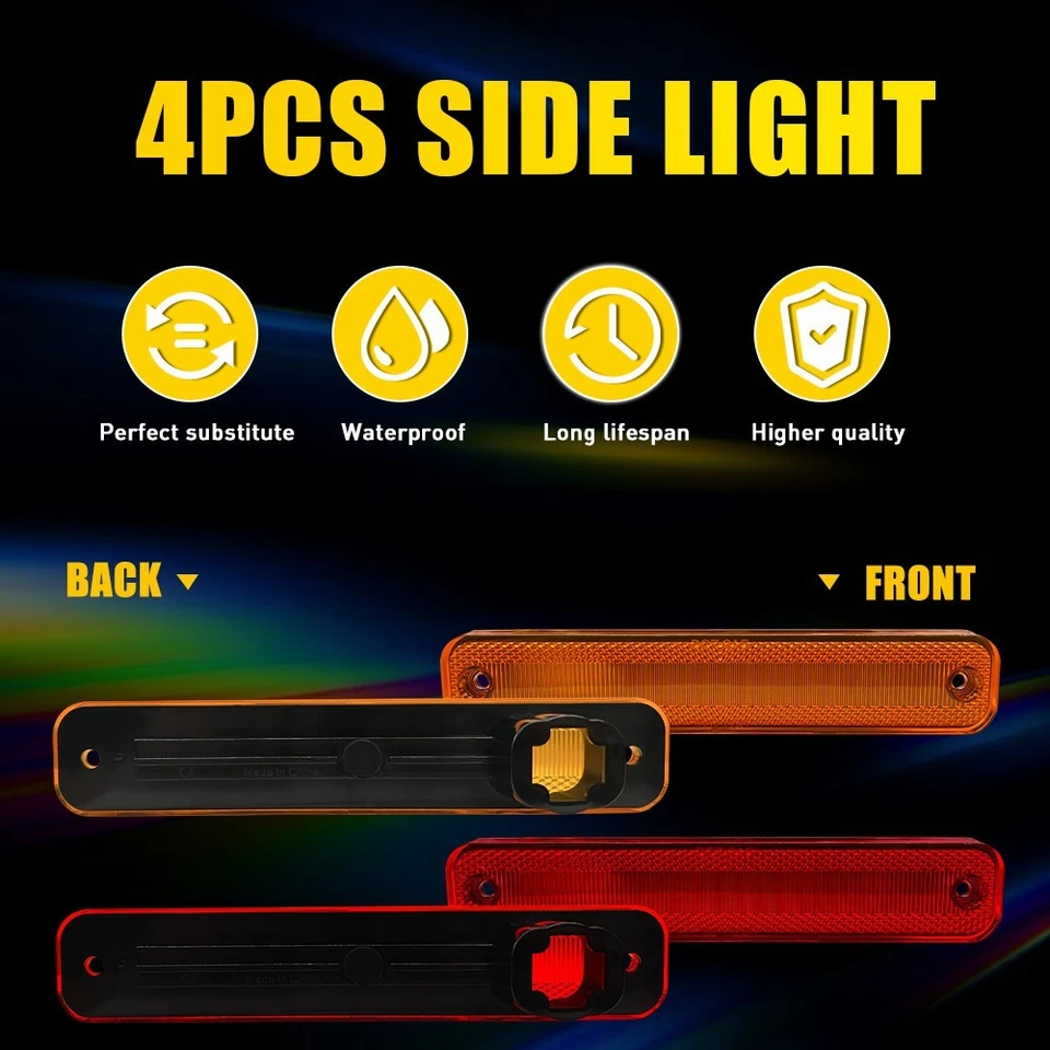 4PCS Amber Red Front & Rear Side Marker Lights For 1973-79 Ford F100 150 250 350 Foto 3 de 4