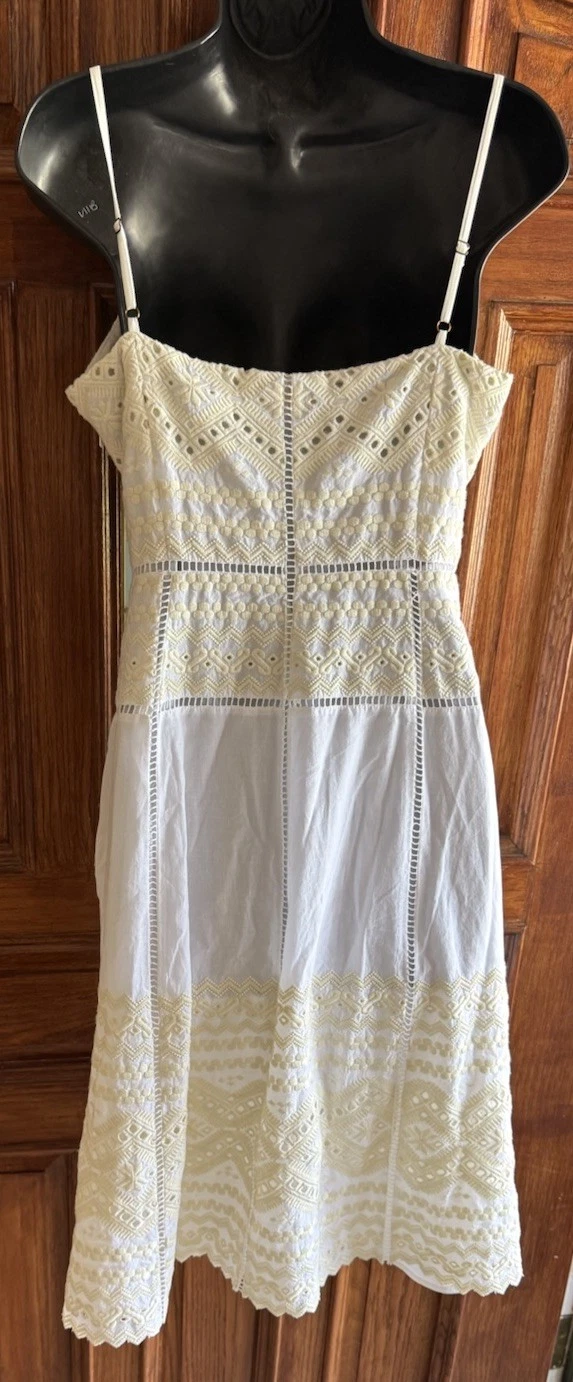 Abito TORY BURCH Tiara ricamato bianco avorio cotone 8