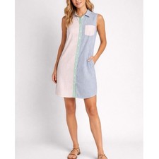 J. Crew Women Stripe Shirtdress Sleeveless Pastel Stripe Color block Size 2