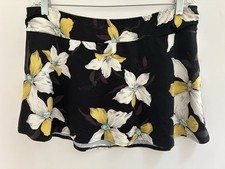 Lands' End Womens Allover Floral Nylon Elastic Waist Pull On Swim Skirt Black 14