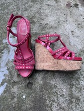 Christian Dior Antica Coral Pink Suede Wedge ...