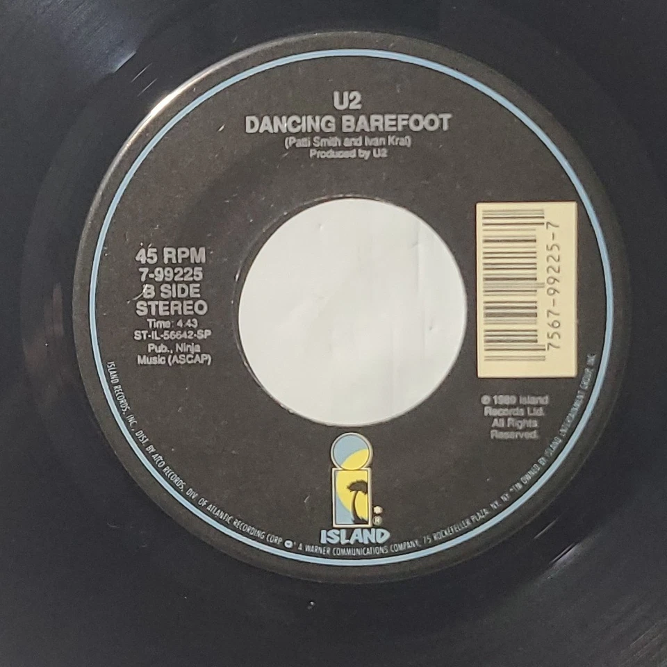 U2 With BB King ~When Love Comes To Town/ Dancing Barefoot~ Island 45 RPM Record - Image 4 of 4