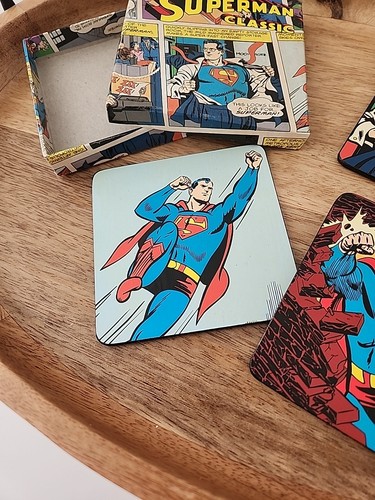 Limited Edition DC Comics ~ Wall Art Coaster Set ~Superman Set Of 4 In Box - Afbeelding 5 van 7
