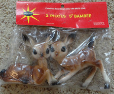Vintage 1960s Hard Plastic 5" Reindeer 2  Unopened Original Package