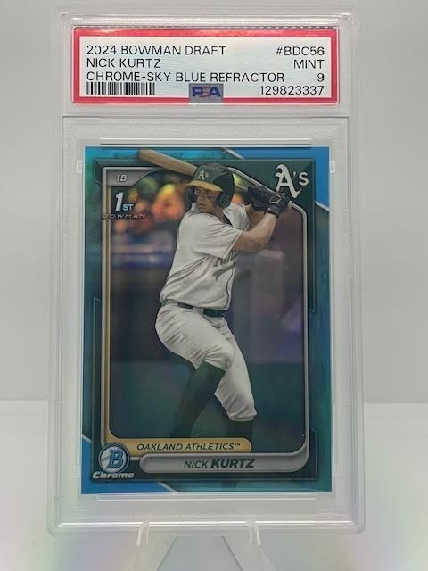 2024 Bowman Draft Chrome #BDC56 -Nick Kurtz - Sky Blue Refractor - PSA 9 - ROY