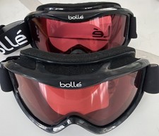 Bolle  Ski Goggles Glasses Black w Rose Lens Adj Strap Lot Of 2