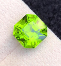 Supat Valley Green Peridot Natural Asscher Cut Loose Gemstone Buy Online 4.60ct