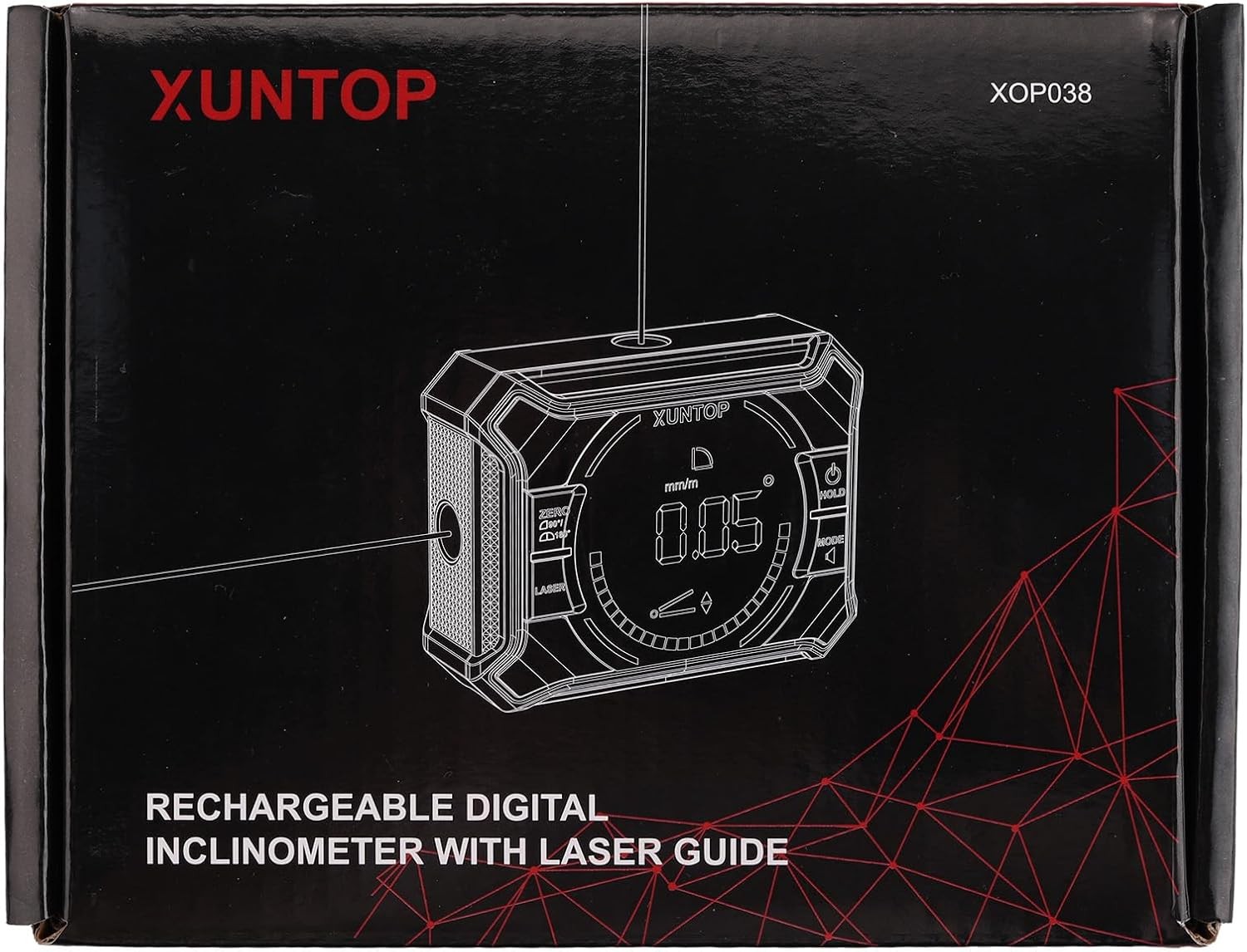 3-in-1 Digital Angle Finder Gauge Magnetic Inclinometer 360° with Laser Level
