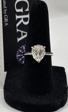 Unique 3CT Pear Cut Moissanite 14k White Gold Plated with heart prongs 
