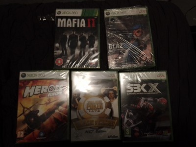 5x Microsoft Xbox 360 Spiele (NEU/OVP) Mafia II Blazblue Poker SBK X Heroes Over