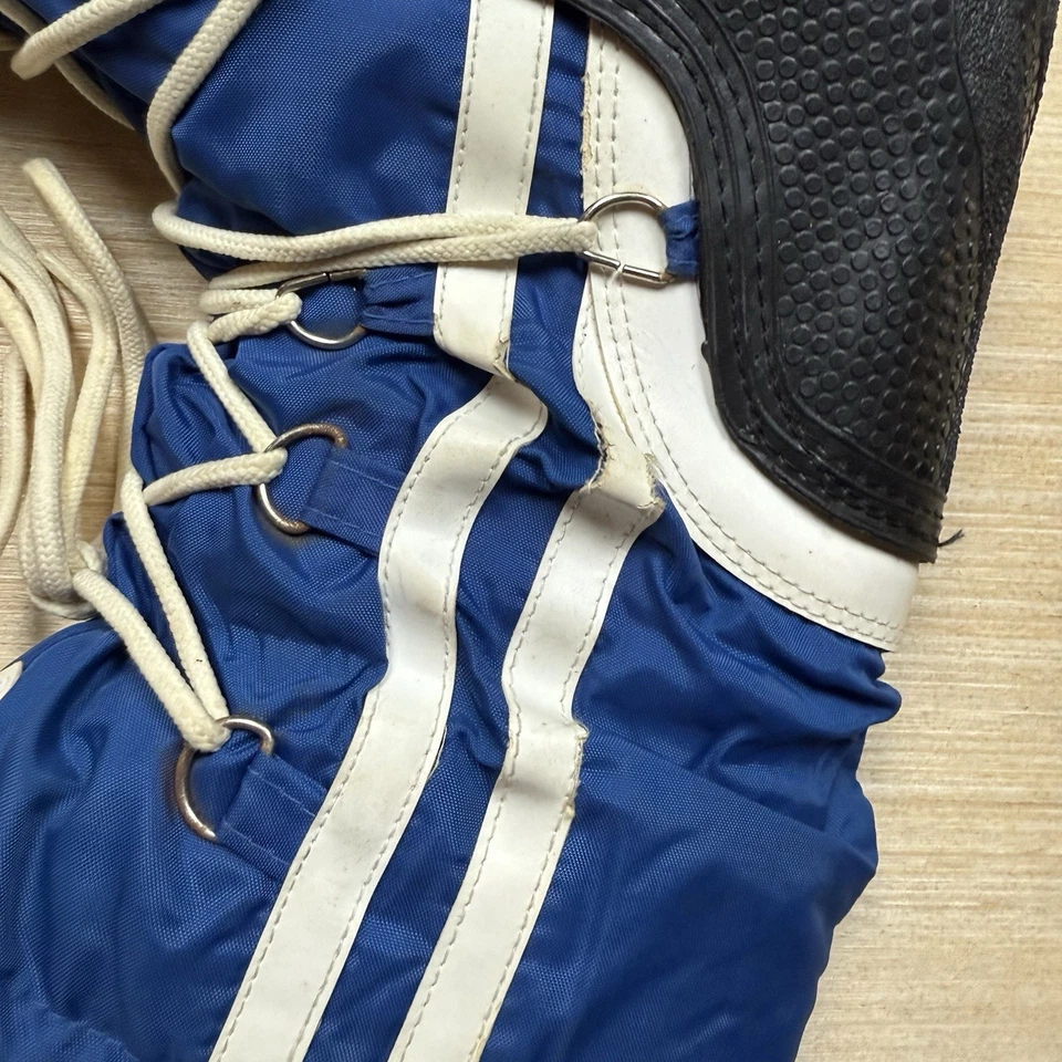 Botas Luna Invierno Años 80 De Colección Talla Para Hombre 9-10 Rayas Azul Blanco Nieve Foto 4 de 4