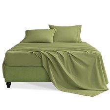Full Size Bed Sheets Set 4 Pieces Hotel Luxury Soft Microfiber Bed Sheets Set...