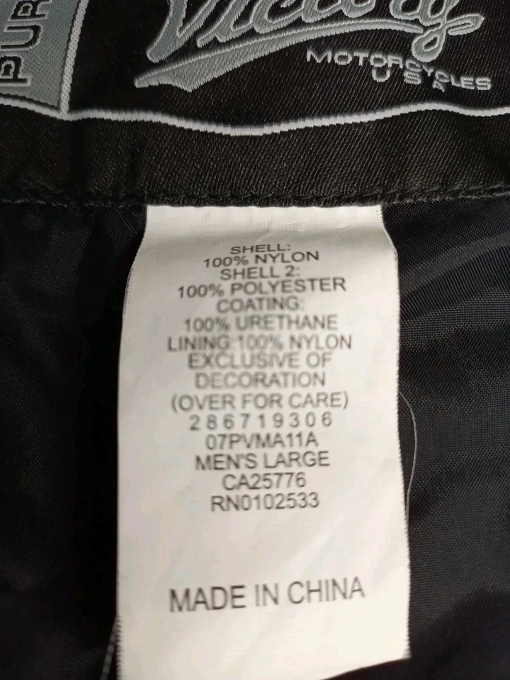 Victory Motorcycles Jacket Men's Large Black Polaris Lightweight Rain Pocket EUC - Image 3 of 4