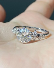 2.00 Ct Round Cut Moissanite Women's Ring 14k White Gold Over