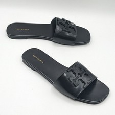 Tory Burch INES Classic Single-Band Goat Leather Slide Perfect Black US 5  9