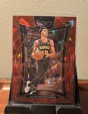 Zaccharie Risacher Rookie 2024-25 Panini Select Red Cracked Ice Prizm RC