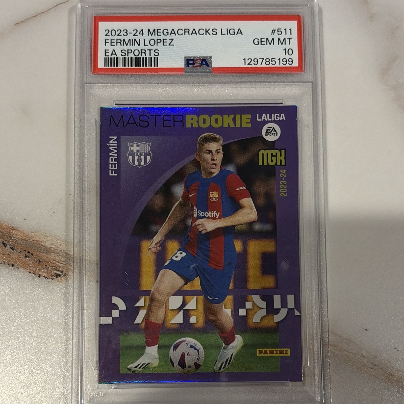 2023-24 Panini Megacracks LaLiga Fermín López Master Rookie #511 PSA 10