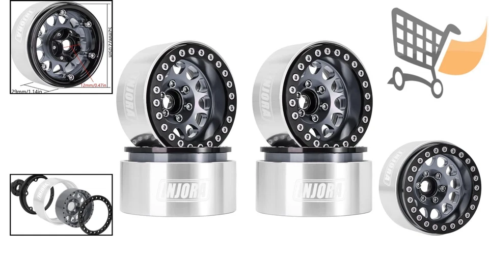 Rueda Beadlock 1.9 CNC Aluminio Plato Profundo Negativo Desplazamiento RC Oruga Actualización Foto 2 de 4