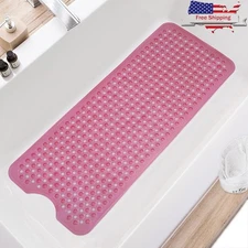 Non-Slip Large Bath Mat Suction Cups Shower Mat Machine Washable Safe PVC New